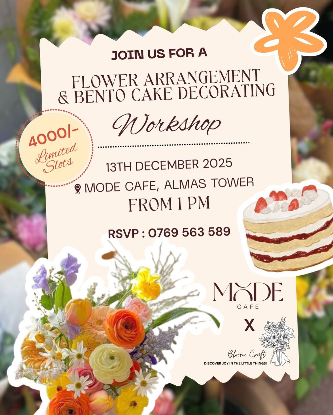 Flower Arrangement & Bento Cake Decorating Workshop